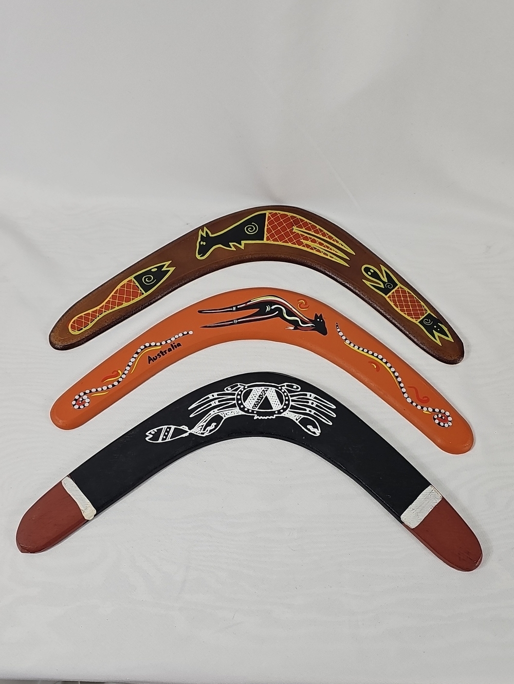 Hand-Painted Aboriginal Style Boomerang Set